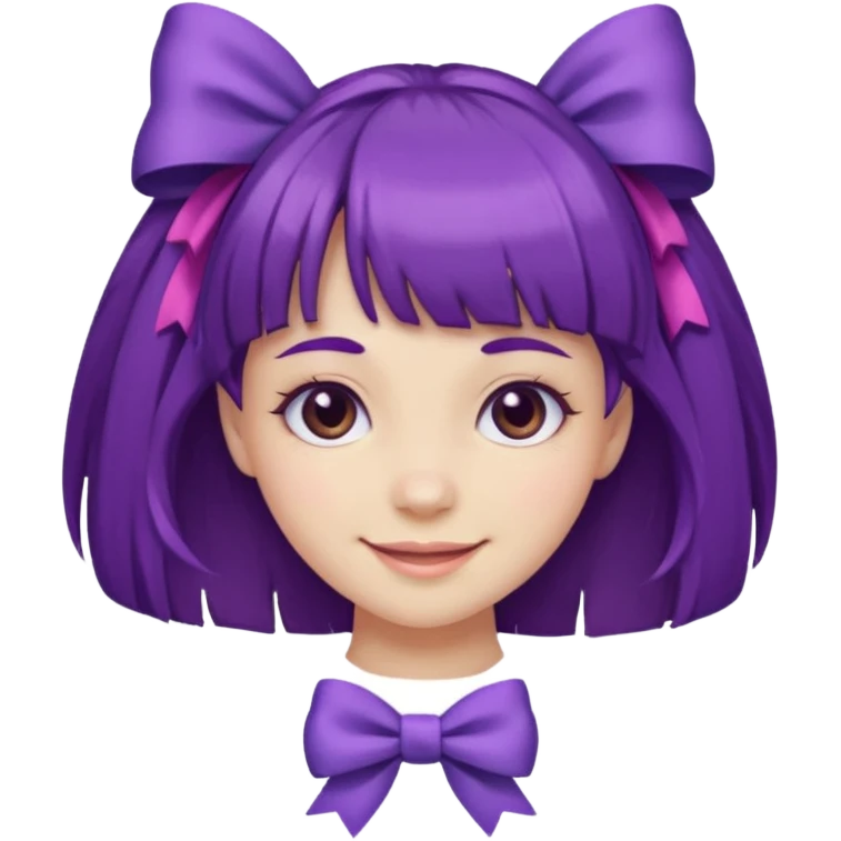 girl with bangs and purple hair and bow emoji