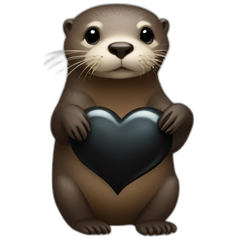 Otter making a black heart emoji