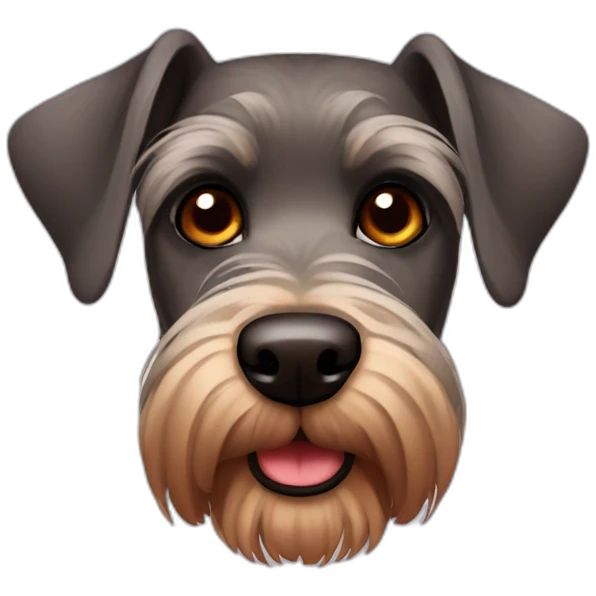 Brown schnauzer with a red nose and hazel eyes  emoji