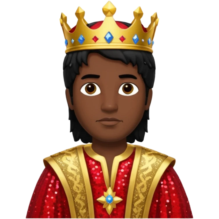 King Solomon from The Bible with black hair,  red sequin outfit emoji