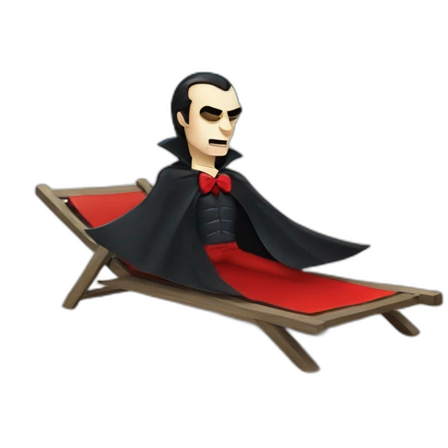 Dracula is sunbathing on the beach  emoji