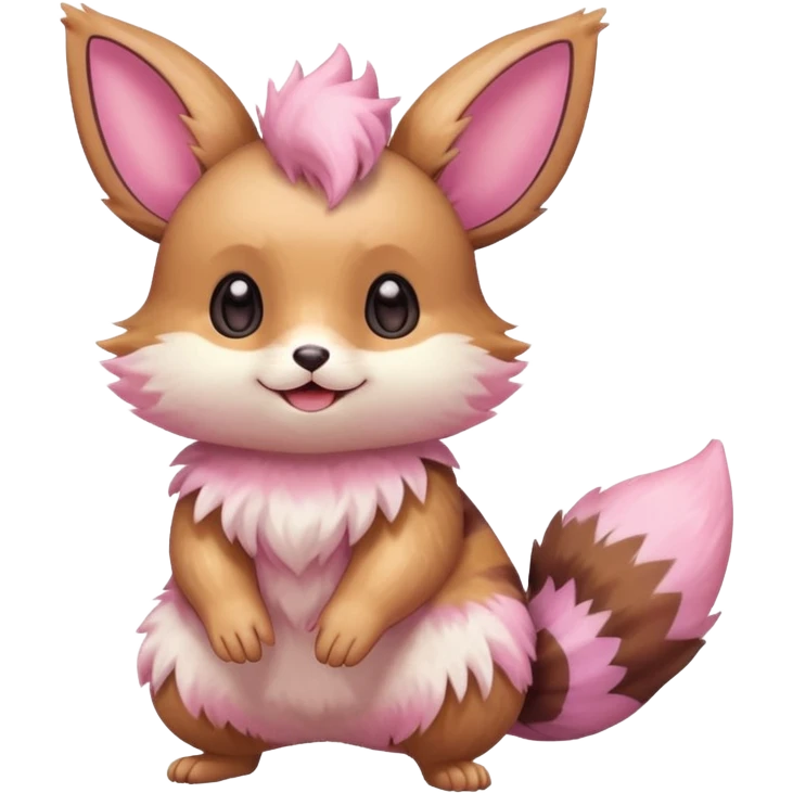 Kawaii Shiny Colorful Pastel Furret-Eevee-fusion Full Body emoji