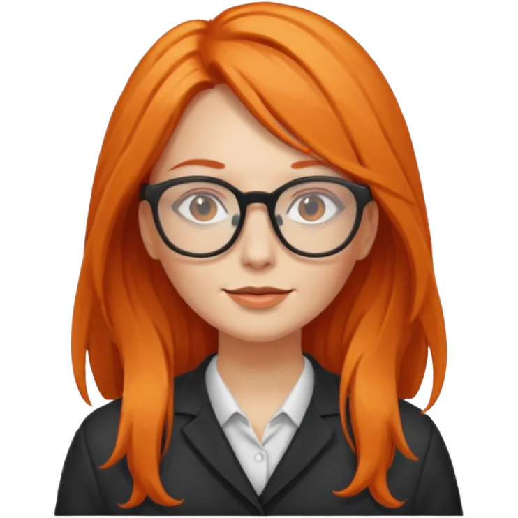 woman with long, loose orange hair and glasses emoji