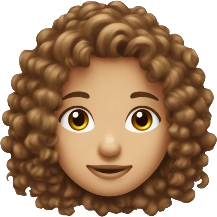 Long Brown Curly hair with blue eyes girl smiling with mole in middle of forehead  emoji