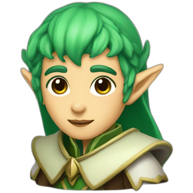 An elf cleric with green hair emoji