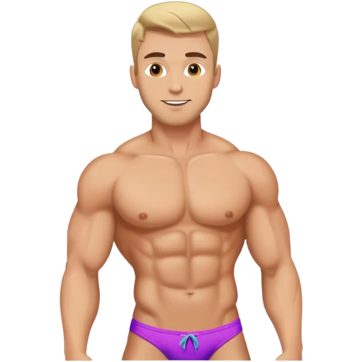 Muscular Caucasian gay man wearing a bikini emoji