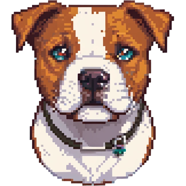 round circle puppy head full grey bleu staffy, stupid expression emoji