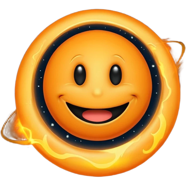 make a blackhole, accretion disk and all, with an orange smiley face emoji