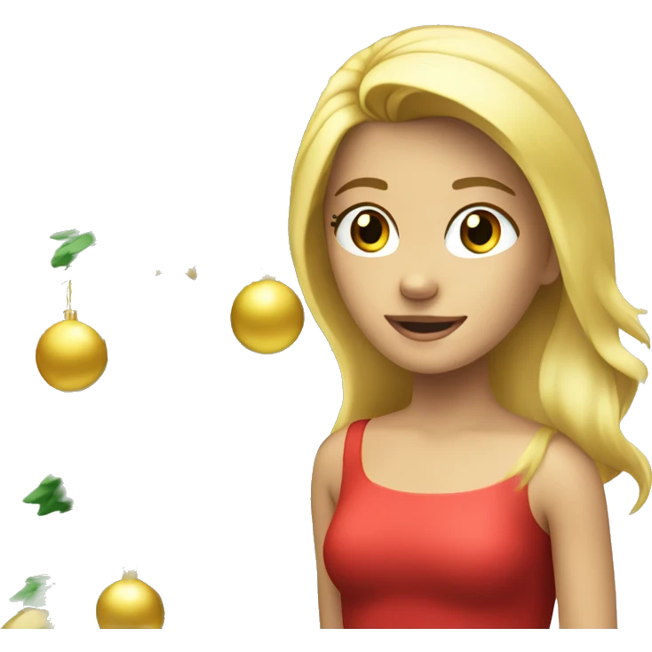 Blond Girl is decorating a Christmas tree emoji