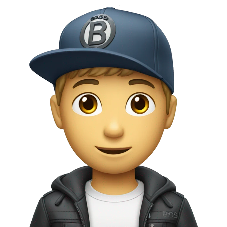 Un niño con gorra hugo boss emoji