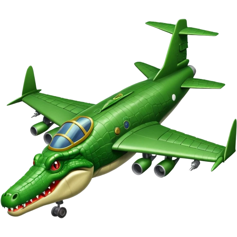 bombardilo crocodilo a green crocodile that is a war plane (a war plane with crocodile's head) emoji