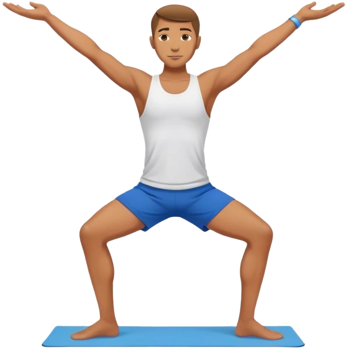 man with blue shorts yoga pose emoji