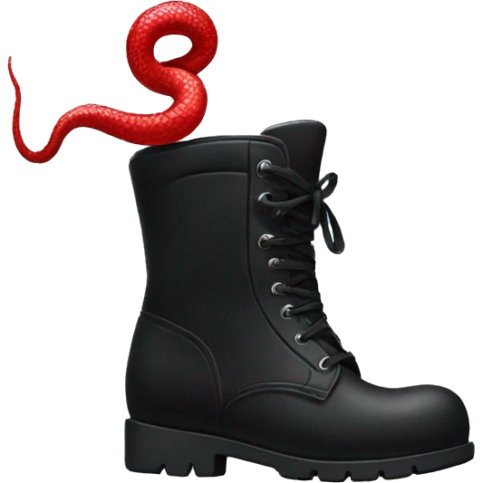 Black boot with a red snake around it  emoji