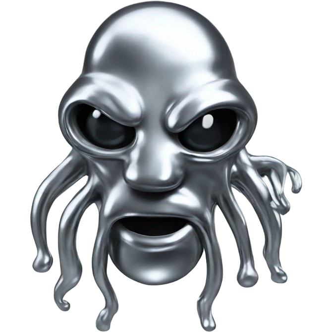 Abstract creature made of liquid chrome emoji