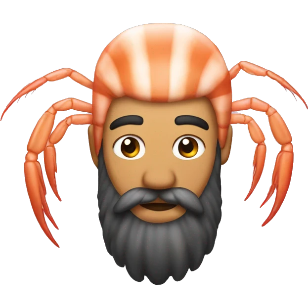 Shrimp with beard and hair emoji