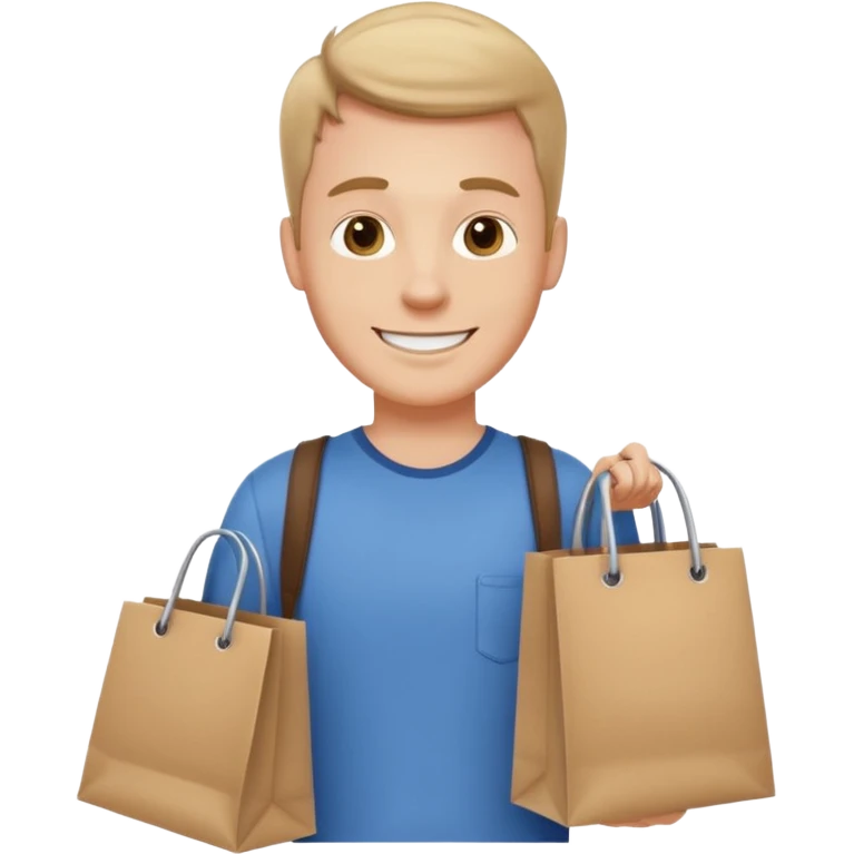 a white man with clothing shopping bag emoji