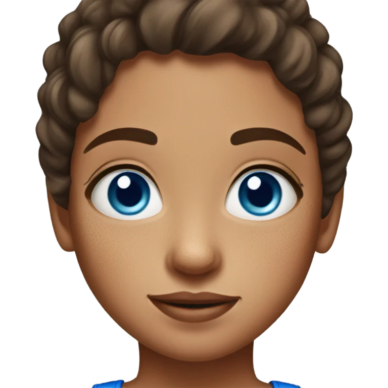 brown-haired girl in tank top freckles blue eyes emoji