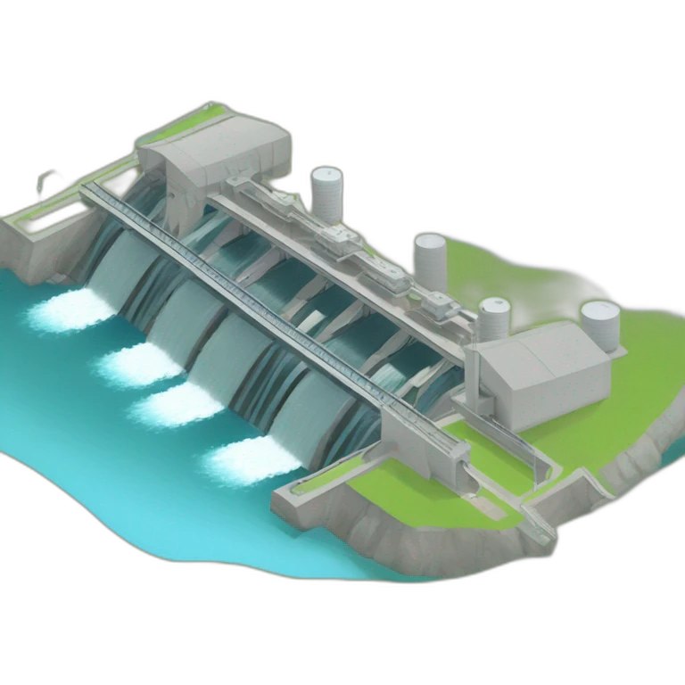 hydropower station;，isometric view emoji