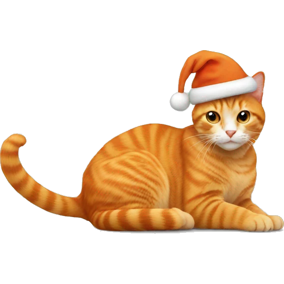 orange cat with christmas hat  emoji