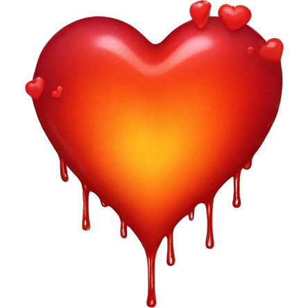 bleeding red heart shape glowing red-orange emoji