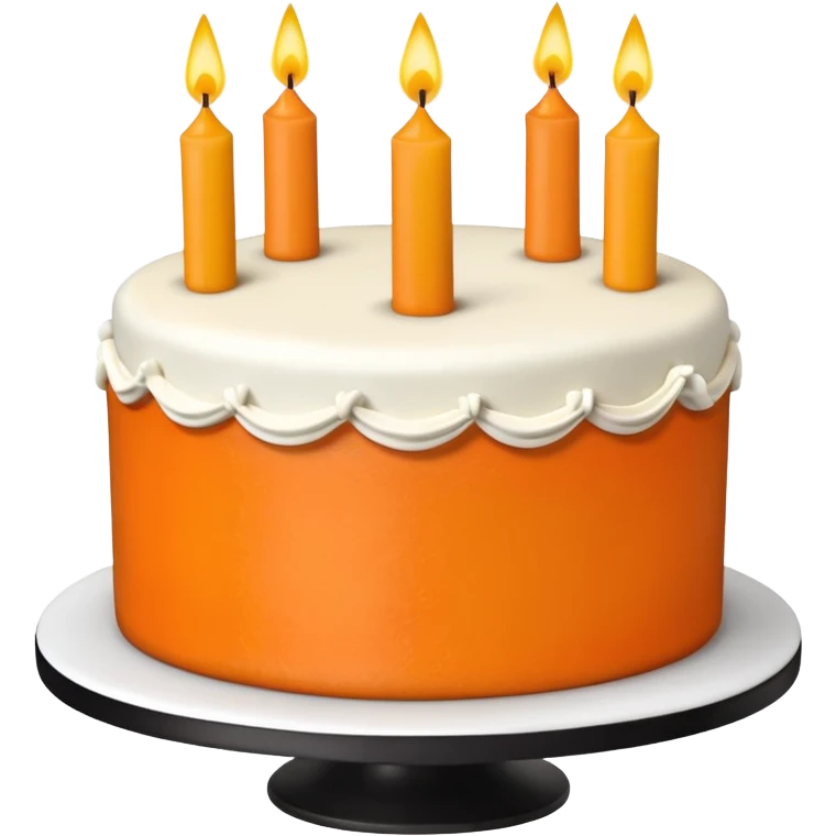Orange, black, and white birthday cake emoji