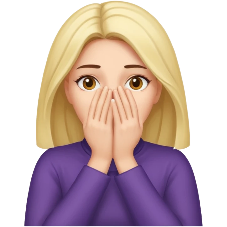 Mulher tampando o rosto,com as duas mãos emoji