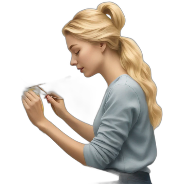 Blonde Girl painting the oil drawing emoji