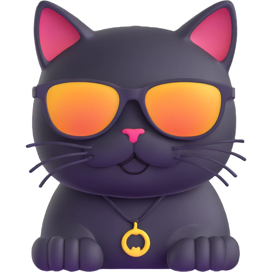 black cat wearing sunglasses emoji