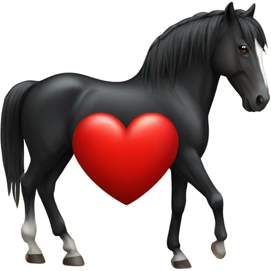 Black Horse centered inside a red heart emoji