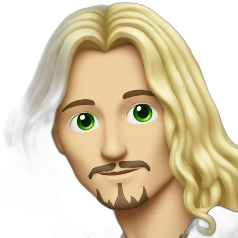 Johnny Depp hugging blond woman with green eyes amd very very very long hair emoji