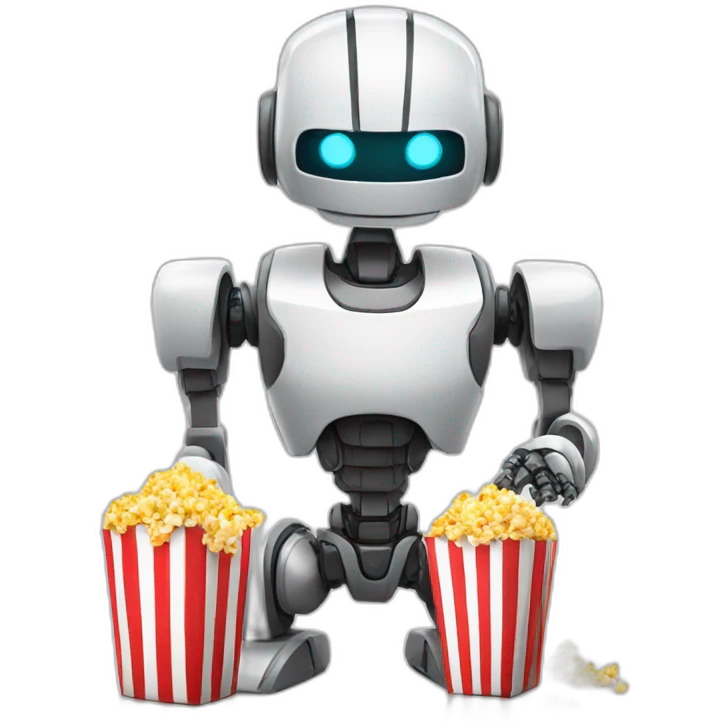 robot eating popcorn emoji