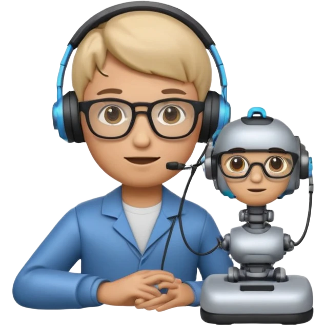 A 3D emoji with a Memoji style that the depicts a person who is learning to become a mechatronic as his highchool extended profile. He is a young boy in a highschool age. emoji
