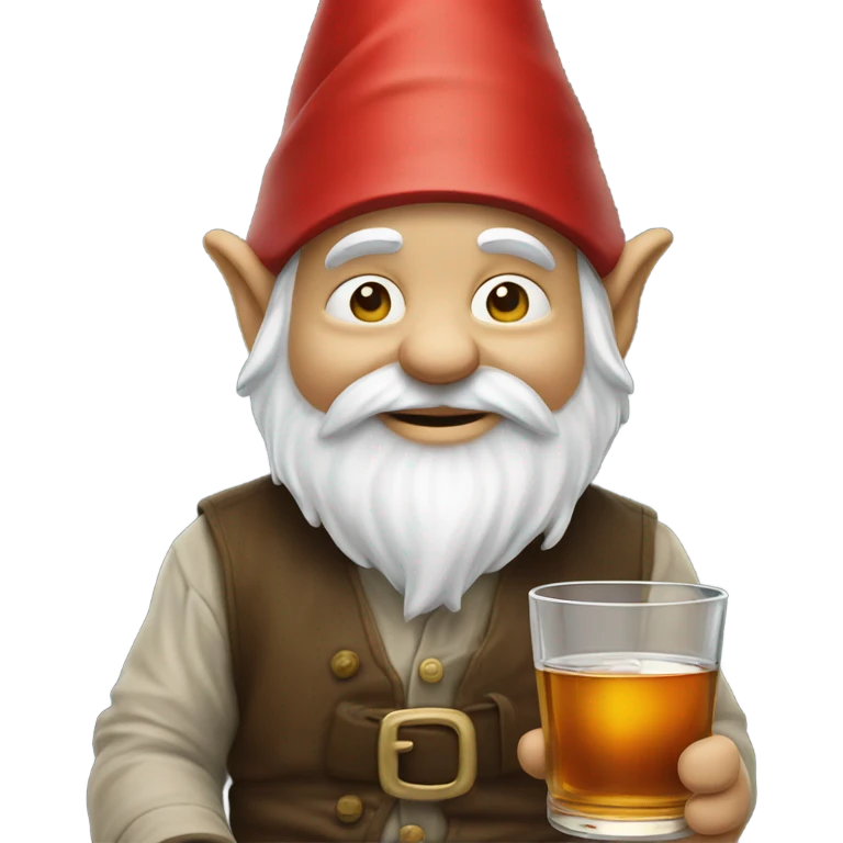 Gnome drinking a whiskey emoji