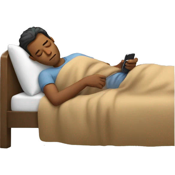 Brown Man sleeping while checking phone emoji