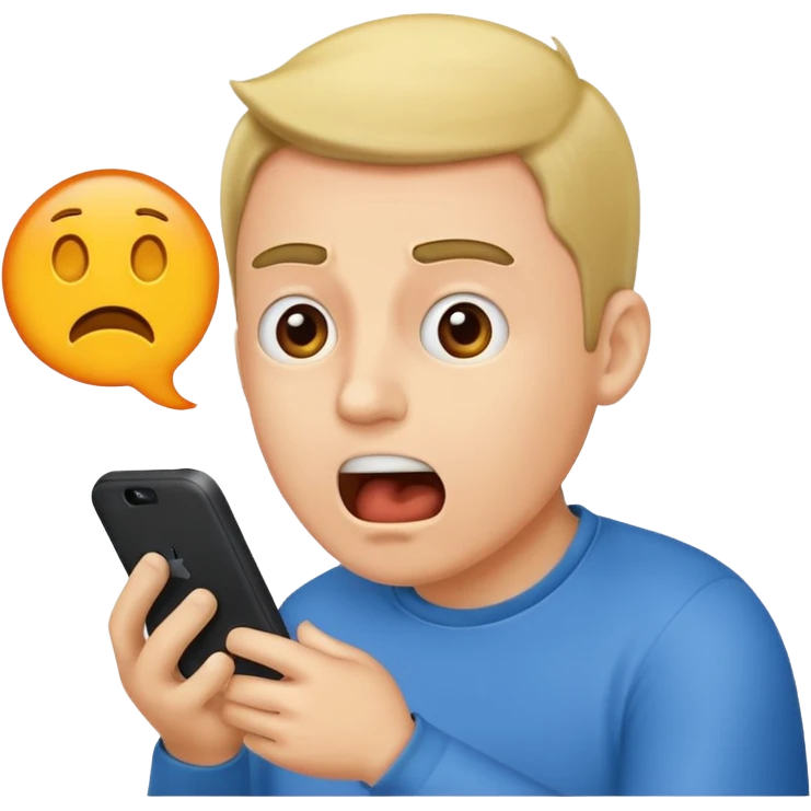 Man yells at text "mopo" emoji