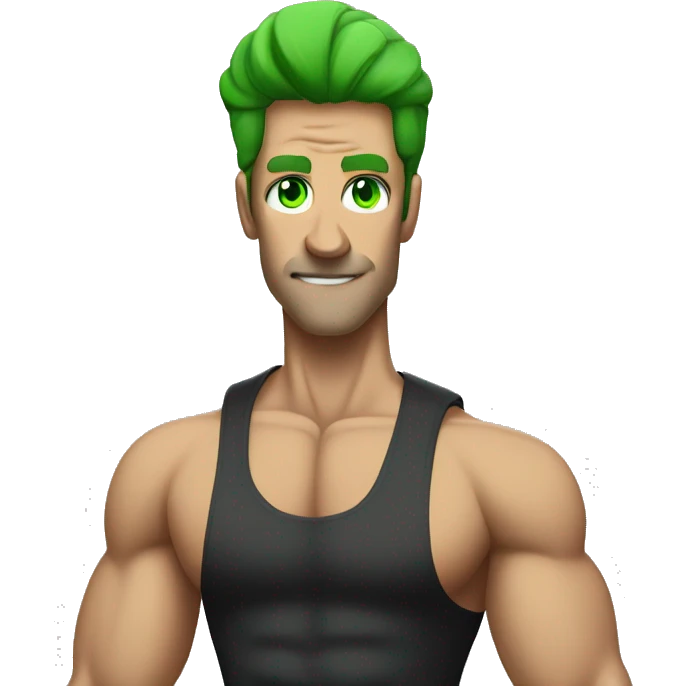 Muscle ,man ,green eyes , tall, gamer, moody , music  emoji