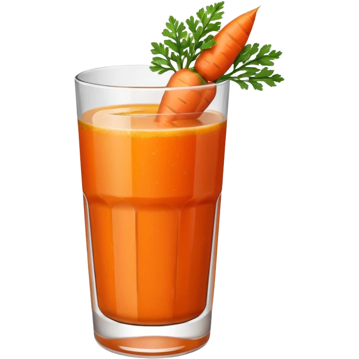 a glass of carrot juice with a carrot slice garnish, simple, clear emoji