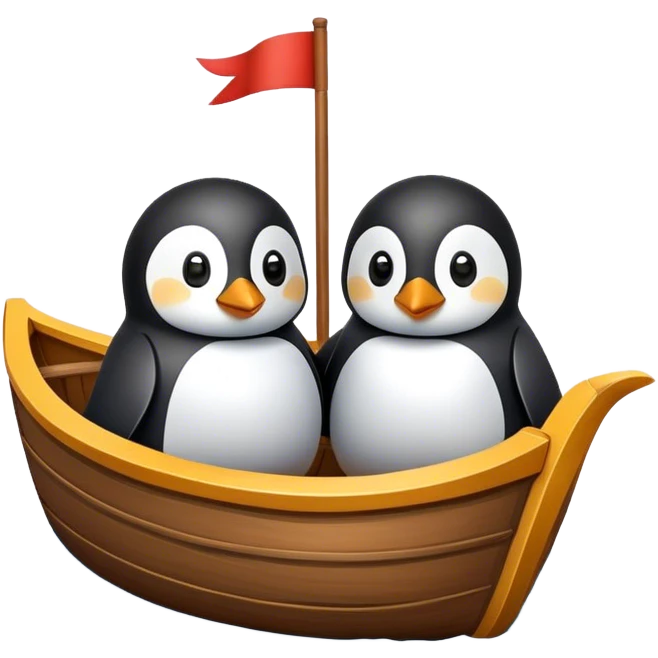 a penguin couple in a boat emoji