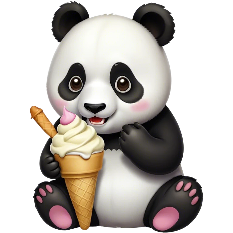 Panda eating ice cream emoji