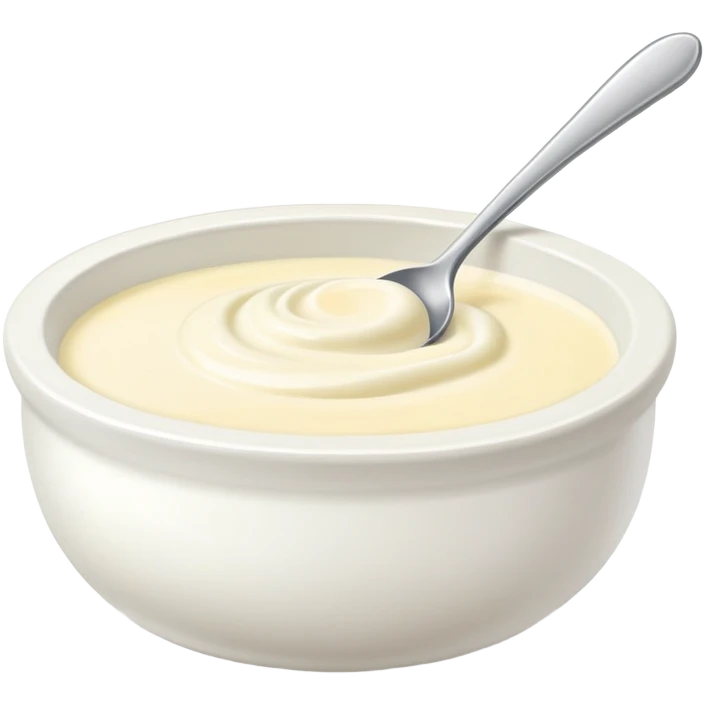 bowl of creamy garlic aioli sauce with a spoon emoji