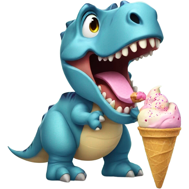 Dinosaur eating an ice cream emoji