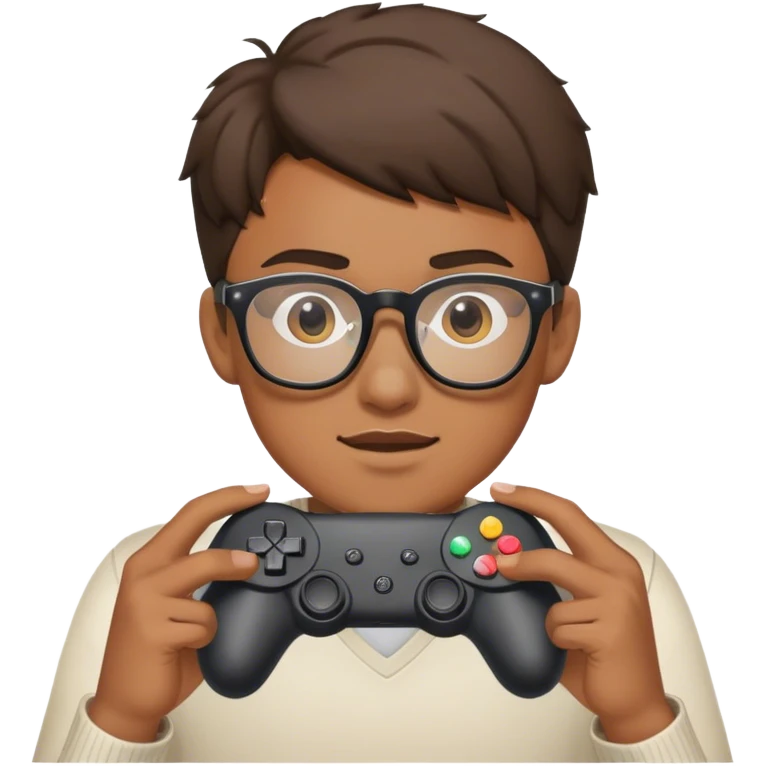 young man with glasses portrait revealing a gaming controller  emoji
