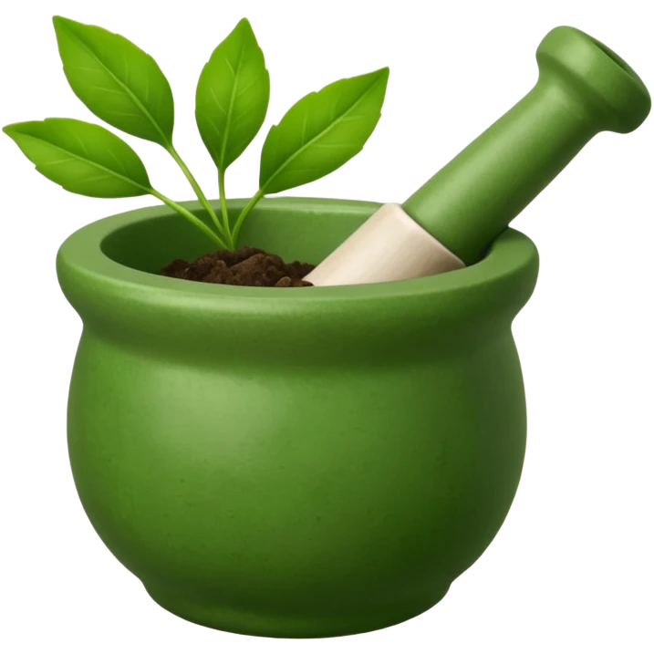 mortar and pestle with leaves emoji