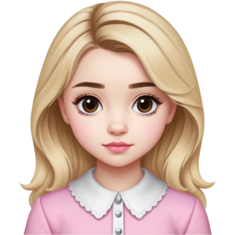 Sabrina Carpenter blonde pop star in a pink and white outfit, Short n' Sweet look emoji
