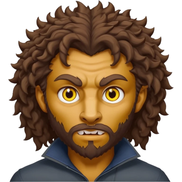 Werewolf man with yellow eyes and curly hair emoji