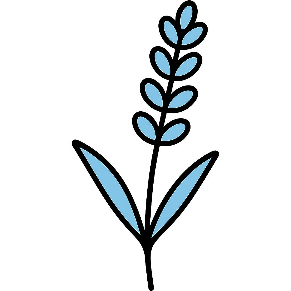 Change the lavender sprig icon to a pastel blue color, keeping the icon style clean and minimal, with no background. emoji