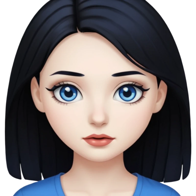 Pale Girl With Black Hair, Blue Eyes, dark makeup emoji
