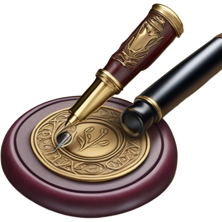 Fountain pen and wax seal stamp emoji