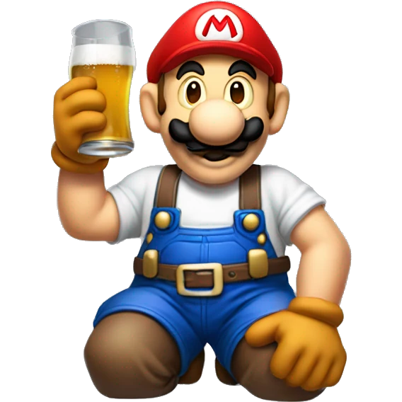 Mario plumber drinking beer with a shirt that says “HOPE” with a pipe wrench logo emoji