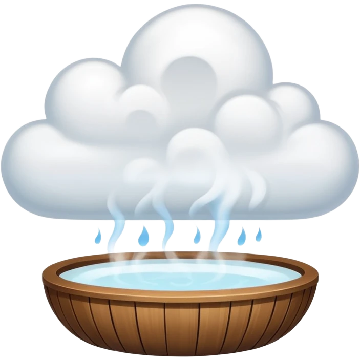 white slightly see-through steam cloud floating above a spa emoji